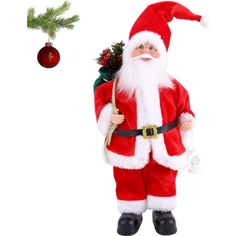 Figurine de Noël traditionnelle rouge représentant le Père Noël, 30 cm, debout (1/5)