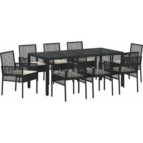 Maison Exclusive - Garten Essgruppe 9 pcs Schwarz Poly-Rattan