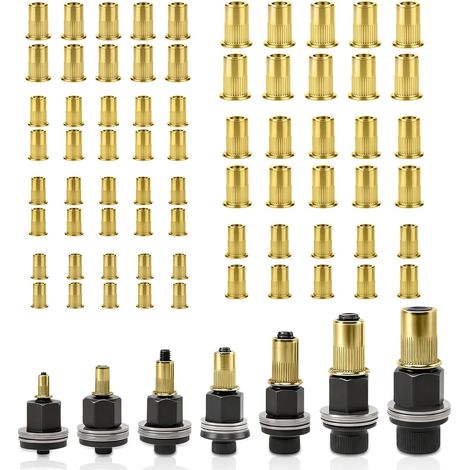 Kit de 7 Mandrins pour Pince à Écrou à Riveter (M3-M12) avec 70 Écrous Filetés,Lot d’Accessoires de Rechange pour Riveteuse Manuelle,Électrique et Pneumatique,Outil de Fixation Métal (1/5)