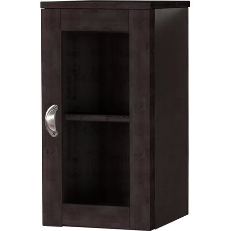 Toscana-Armoire murale avec 1 porte vitrée en pin brun