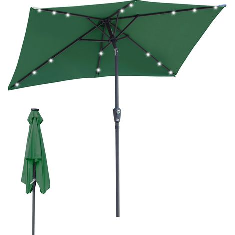 Randaco Sonnenschirm rechteckig 1,4 × 2,1 m mit LED-Beleuchtung – ideal für Balkon, grün