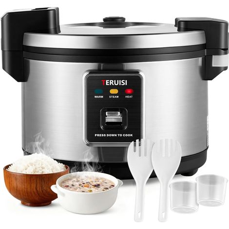 Cuiseur à Riz 10 L 1850 W, Cuiseur de Riz Électrique Grande Capacité, Maintien au Chaud, 50 Tasses de Riz Cuit, Cuve Antiadhésive, Cuisson Rapide pour Restaurant, Traiteur