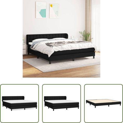 vidaXL Kopfteil - Boxspringbett mit Matratze Schwarz 160x200 cm Stoff (1/5)