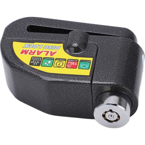 Antivol de disque de frein pour moto, scooter ou vélo, avec alarme électrique et son de 110 dB (noir). (1/5)