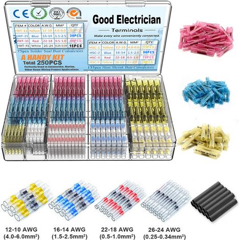 Cosses Électriques Souder Thermorétractables, Lot 250, Cuivre, Joint, pour Maison et Jardin, pour Usage Quotidien (1/5)