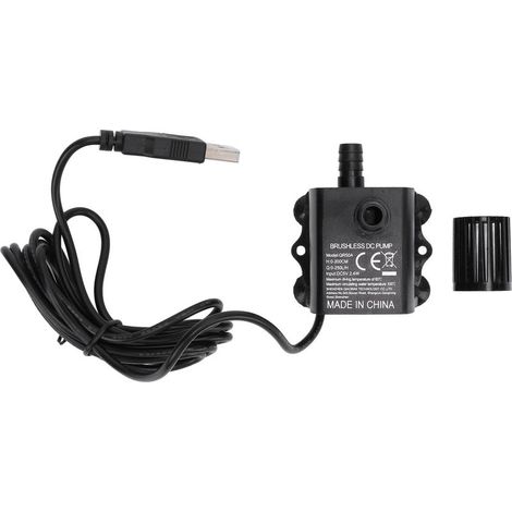 Petite pompe à eau submersible, hauteur de refoulement de 0 à 200 cm, débit de 0 à 250 l/h, indice de protection IP68, DC5V 2,4W, USB, avec indicateur LED. (1/5)