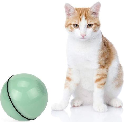 Jouet Balle USB Rechargeable pour Chat, Boule Rotative Automatique Interactive avec Lumière Brillante Jouet en ABS Smart LED Balle de Jeu pour Chat de Compagnie Chaton(Blanc) (1/5)