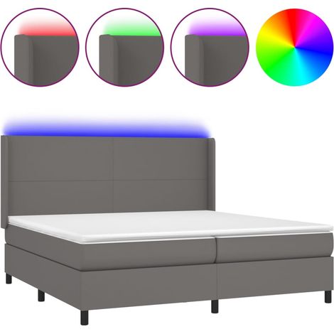 Maison Exclusive - Giroletto Molle con Materasso e LED Grigio 200x200cm Similpelle (1/5)