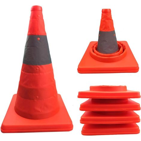 1 Cônes de signalisation rétractables Pliables 45 cm Orange Sécurité Multifonctionnelle Cône De Sécurité (1/5)