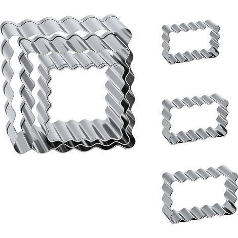 6 Emporte-pièces Biscuits Inox, Rectangles et Carrés pour Pâtisserie 3 emporte-pièces rectangulaires et 3 carrés pour biscuits, fondant, pâtisseries et moments créatifs en famille (1/5)