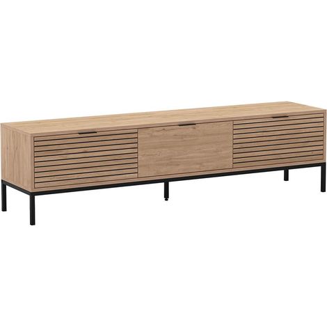 APPA - Meuble TV 180cm 3 Tiroirs Aspect bois Tasseaux Pieds Métal (1/5)