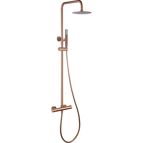 Barra de ducha termostática hecha de acero inoxidable con acabado oro rosa cepillado Genova de Imex