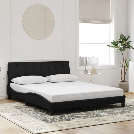 Cadre de lit sans matelas-Structure de lit noir 160x200 cm velours 167313 (1/5)