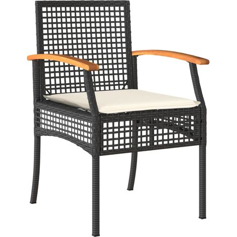 vidaXL Sedie da Giardino con Cuscini 4 pz Nere in Polyrattan e (1/5)