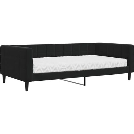 Lit adulte,Lit de jour avec matelas noir 100x200 cm velours383652 (1/5)