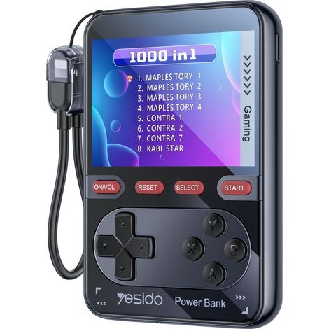 Prenosná retro herná konzola Yesido Power Bank 10000Mah 20W + Lightning kábel