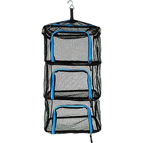 Support de séchage d'herbes pliable extérieur, séchoir suspendu portable 4 couches avec crochet latéral, filet à herbes à fermeture éclair, organisateur pour camping. (1/4)