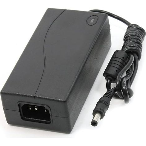 Alimentatore nero con ingresso CA 100-240 V 50/60 Hz, uscita CC 12 V 4 A. (1/5)
