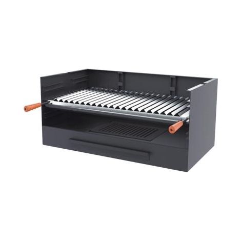 Fm Calefaccion – Barbecue charbon et bois 60 cm – Grille INOX réglable 3 hauteurs – Cendrier amovible – Pour cuisson en extérieur (1/4)