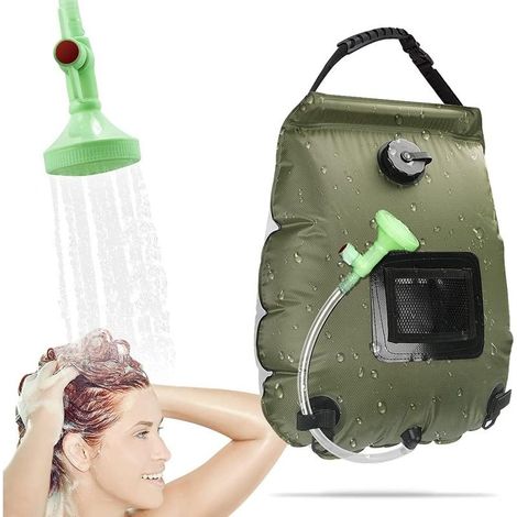 Sac de douche d'eau chaude extérieure 20L Sac de chauffage solaire portable Douche de jardin Douche de piscine pour camping Randonnée Douche de jardin avec pommeau de douche et commutateur marche-arrê (1/5)