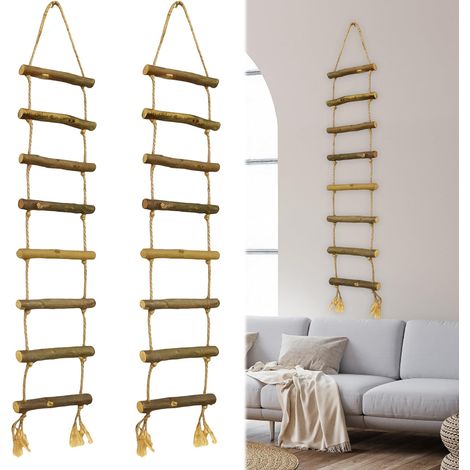Lot de 2 échelles de lutin créatives - Échelle de lutin miniature - 70 x 10 cm - Échelle d'elfe - Décoration de Noël pour porte de lutin et maison de poupée (1/5)