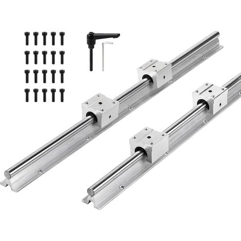 Rails de Guidage Linéaires Kit - Comprend 2x 500mm Rails Linéaires 4x Blocs de Roulement et 20x Vis de Montage, Aluminium Matériau, pour Machines Appareils électroniques CNC (1/5)