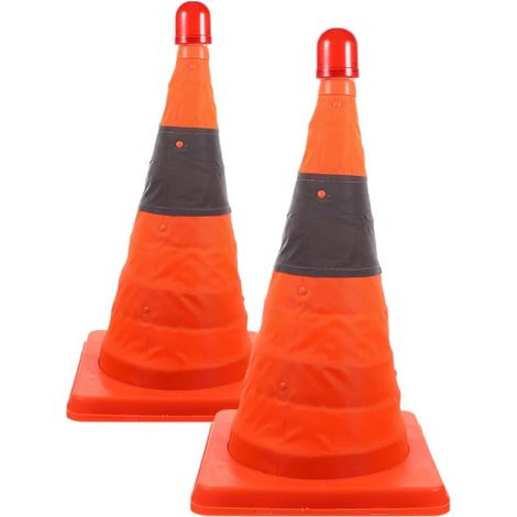 2 Pièces Cône de Sécurité Routière Pliable avec Éclairage LED, en Tissu et Abs, 45cm, Gestion Sécurité Routière et Divers Environnements (1/5)