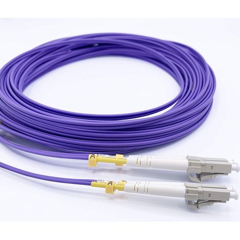 Elfcam® - Cable a Fibre Optique LC/UPC a LC/UPC OM4 Multimode Duplex, Jarretiere Fibre Optique 50/125um LSZH (10M) (1/5)