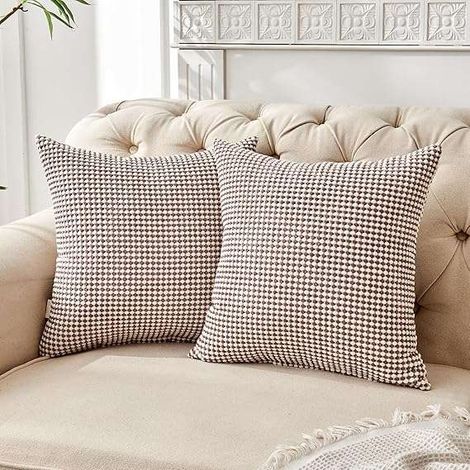 Set di 2 federe decorative con motivo a scacchiera, 50x50 cm.