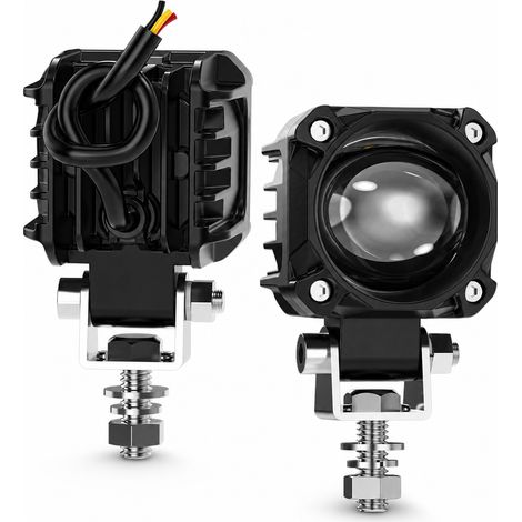 Feu Additionnel LED Étanche à Lentille Projecteur, Éclairage Blanc et Jaune, pour Moto et Vélo Électrique (1/5)