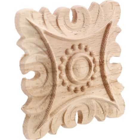 6 apliques de esquina de madera tallada sin pintar de estilo vintage para decoración de muebles, paredes, armarios y puertas del hogar.