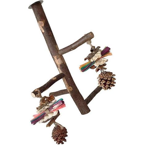 Perchoir en bois multifonctionnel pour cage à perroquet, jouet à mâcher pour oiseaux. (1/4)