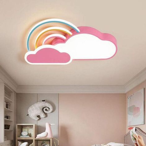 Dimmable pink rainbow cloud LED ceiling light for children, living room, bedroom, hallway (1/4)