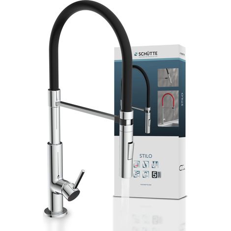 douchette extractible, Robinet pivotant à 360 degrés, mitigeur monocommande pour évier de Cuisine Chromé/Noir (1/5)