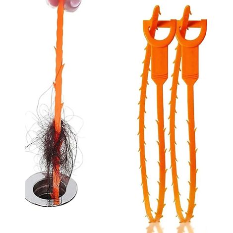 Outil de nettoyage de siphon de salle de bain pour cheveux, 51 cm, lot de 2 (1/5)