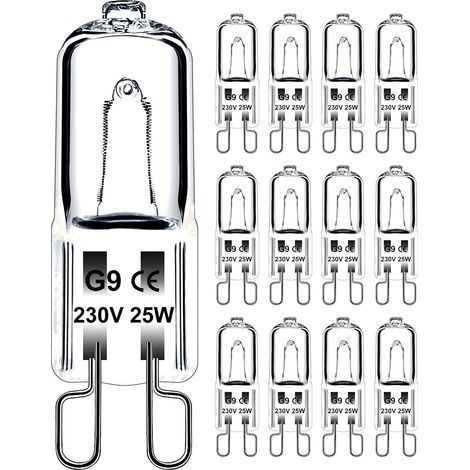 Ampoule G9 25W 230V Dimmable Blanc Chaud, Ampoule Halogène G9 Tolérance de 300°C, Ampoule Four G9 Pour Four Micro-ondes Cuisinière Plafonniers, Lot de 12 (1/5)