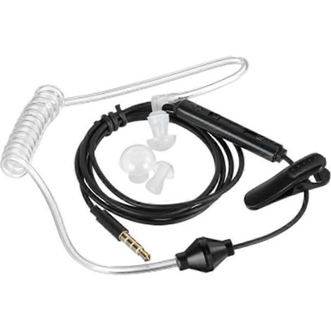 Einzelner Kopfhörer, 3,5-mm-Klinkenstecker, strahlungsabweisend, mit Mikrofon und Luftkanal für Mobiltelefone, Schwarz (1/5)