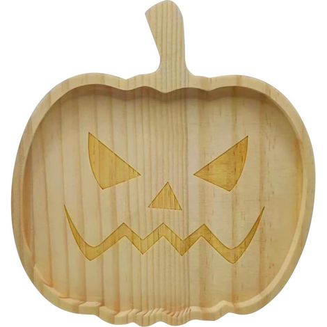 Decorazione da tavola di Halloween - Sottobicchiere a forma di zucca - Zucca divertente - Vassoio in legno - Vassoio da dessert - Decorazione per feste di Halloween (1/4)