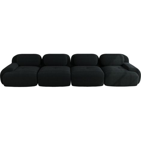 Modulares Ecksofa aus Cord, 32D-Sitzpolster, Ergonomische Armlehnen, Ohne Montage, Schwarz (1/5)