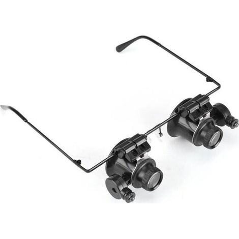 Loupe oculaire professionnelle 20x avec éclairage LED intégré pour réparation de montres et bijouterie – lunettes de précision ergonomiques