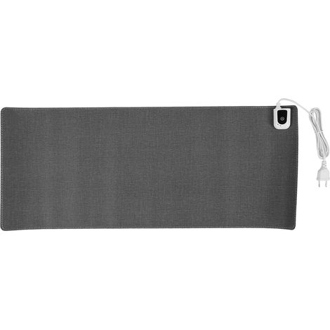 Tapis de souris chauffant en cuir PU, 31x13in, gris, pour bureau et dortoir, gaming, 100‑240V (1/5)