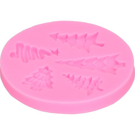 Weihnachtsbaum-Silikonform für Fondant, Schokolade, DIY-Backform für Bäckerei, Küche, Rosa (1/5)