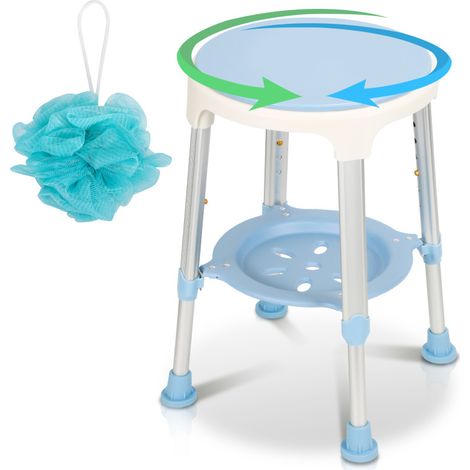 SWANEW Sgabello per doccia Sgabello per bagno da balcone Girevole a 360° con sedia da doccia con ripiano (1/5)