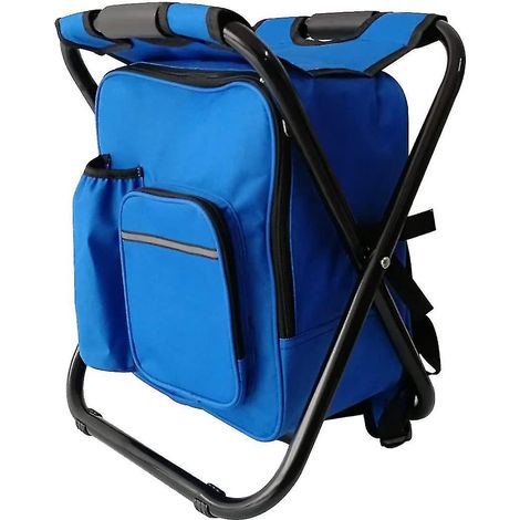 Chaise de camping pliante avec sac à dos, tabouret de pêche multifonctionnel, chaise-sac à dos ultralégère, imperméable et isolée pour le camping/barbecue/pique-nique/trajet (1/4)