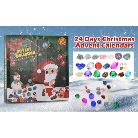Aoresac Kristall-Adventskalender 2023 mit 24 Edelsteinen/Mineralien & Fossilien / Weihnachtskalender für Kinder/Familie/Erwachsene / Weihnachtsgeschenk zum Lernen & Sammeln (1/2)