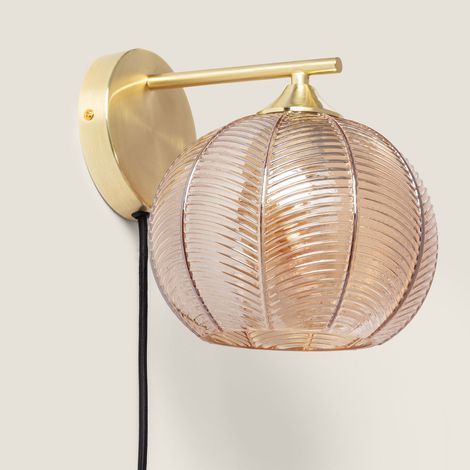 Lampada da Parete Metallo e Vetro Klimt Ambra