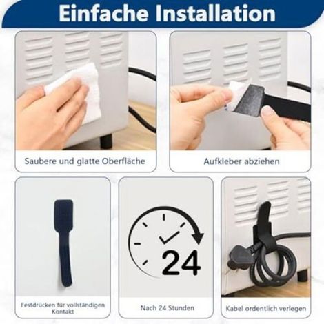 Lot de 50 serre-câbles de bureau, serre-câbles auto-adhésifs en velcro, organiseur de câbles de bureau, support de câbles, serr (1/5)