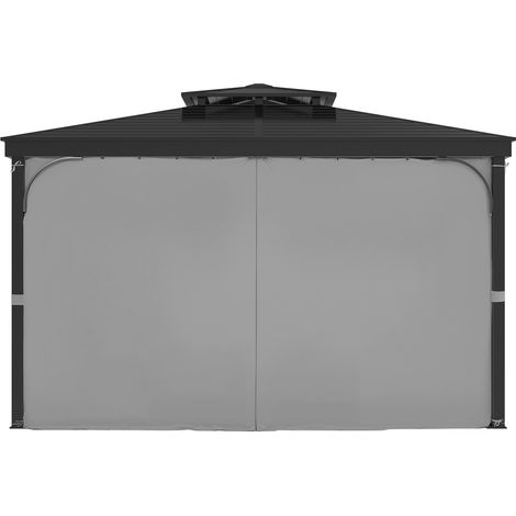 Mophorn Tende da Gazebo Impermeabili per Esterni, 283 x 340 x 203,5 cm, Tende per la Privacy con Pareti Laterali a 4 Pannelli con Cerniere, Tende Parasole Versatili, Solo Tende, Grigio