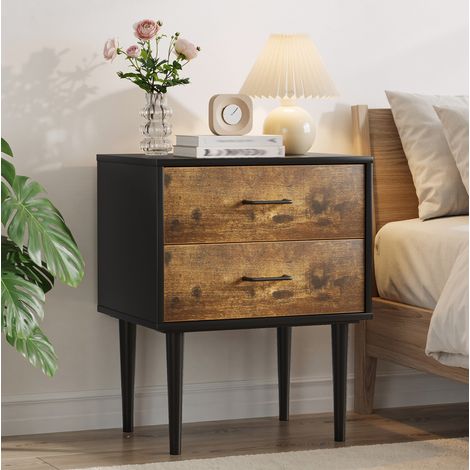 MEUBLIV Comodino marrone 50,8 x 38,1 x 33,47 cm con 2 cassetti, stile retrò (1/5)