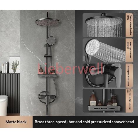 Système de douche intelligent pour salle de bain, ensemble de piano, colonne de douche haute pression sans mélangeur, Thermostat Ado, pomme de douche, robinet d'interrenovation (1/5)